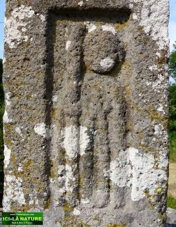 38-pilgrim on rock-aubrac-camino france