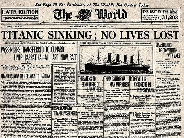 70- titanic sinking - the world april 15, 1912