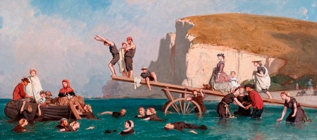 Le poittevin bathing in etretat 1858 normandy museum